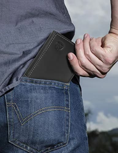 Timberland Men's Leather Trifold Wallet With ID Window, Black 10.8cm (4.25") | Genuine Italian Leather, Compact Design thumbnail 2