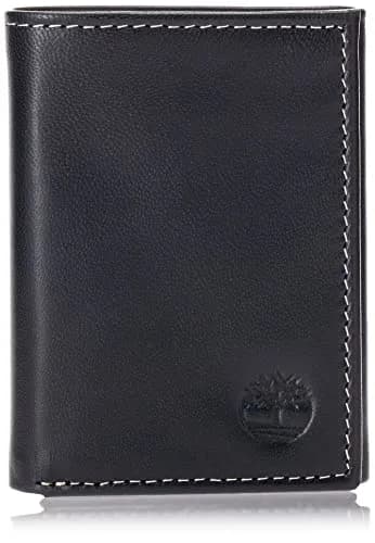 Timberland Men's Leather Trifold Wallet With ID Window, Black 10.8cm (4.25") | Genuine Italian Leather, Compact Design thumbnail 3
