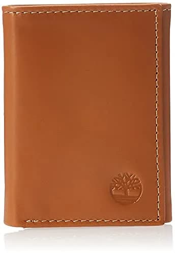 Timberland Men's Leather Trifold Wallet With Id Window, Tan (Cloudy), One Size | Genuine Italian Leather Slim Design thumbnail 1