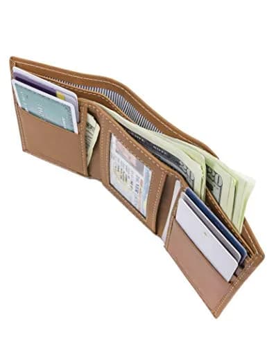Timberland Men's Leather Trifold Wallet With Id Window, Tan (Cloudy), One Size | Genuine Italian Leather Slim Design thumbnail 6