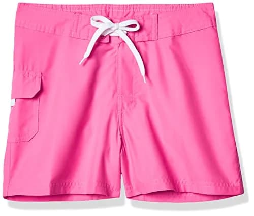 Kanu Surf Little Girls Sassy UPF 50+ Quick Dry Beach Coverup Boardshort, Sassy Neon Pink Solid, Large (12/14) | Sun Protection & Casual Style thumbnail 1
