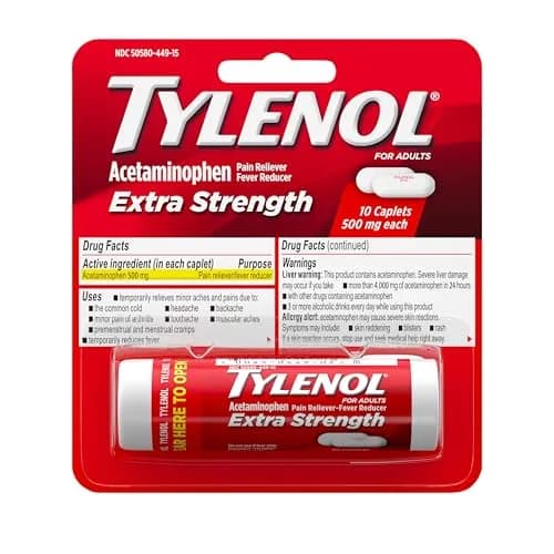 Tylenol Extra Strength Caplets 500 mg Acetaminophen 10 Count | Fast-Acting Pain Relief & Fever Reduction thumbnail 1