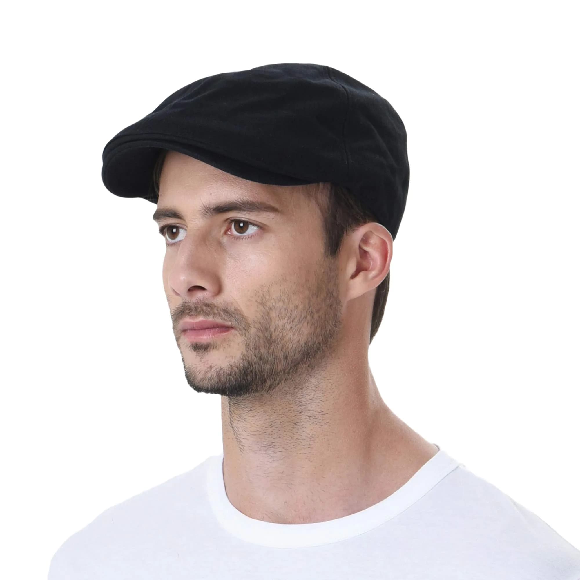 WITHMOONS Simple Newsboy Hat Flat Cap SL3026 | Summer Cotton Style, One Size, Black