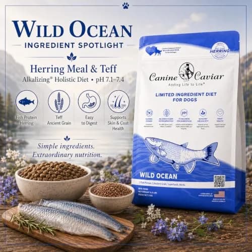 Canine Caviar Wild Ocean Dry Dog Food Herring & Teff 22 lb | Alkaline, Limited Ingredient, Natural Nutrition thumbnail 7