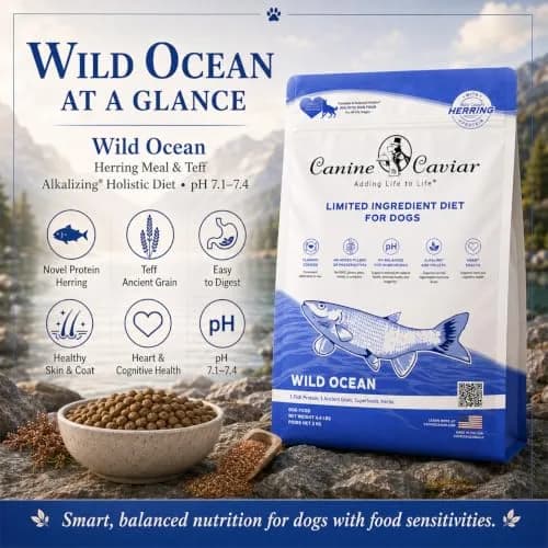 Canine Caviar Wild Ocean Dry Dog Food Herring & Teff 22 lb | Alkaline, Limited Ingredient, Natural Nutrition thumbnail 2