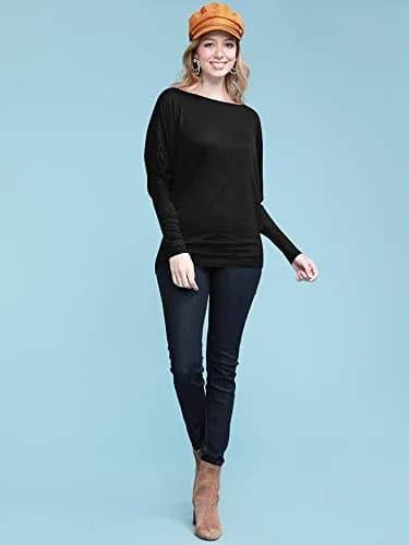 Lock and Love Women's Casual Flowy Batwing Dolman Top 95% Rayon, XXL | Soft & Comfortable Loose Fit Pullover thumbnail 3