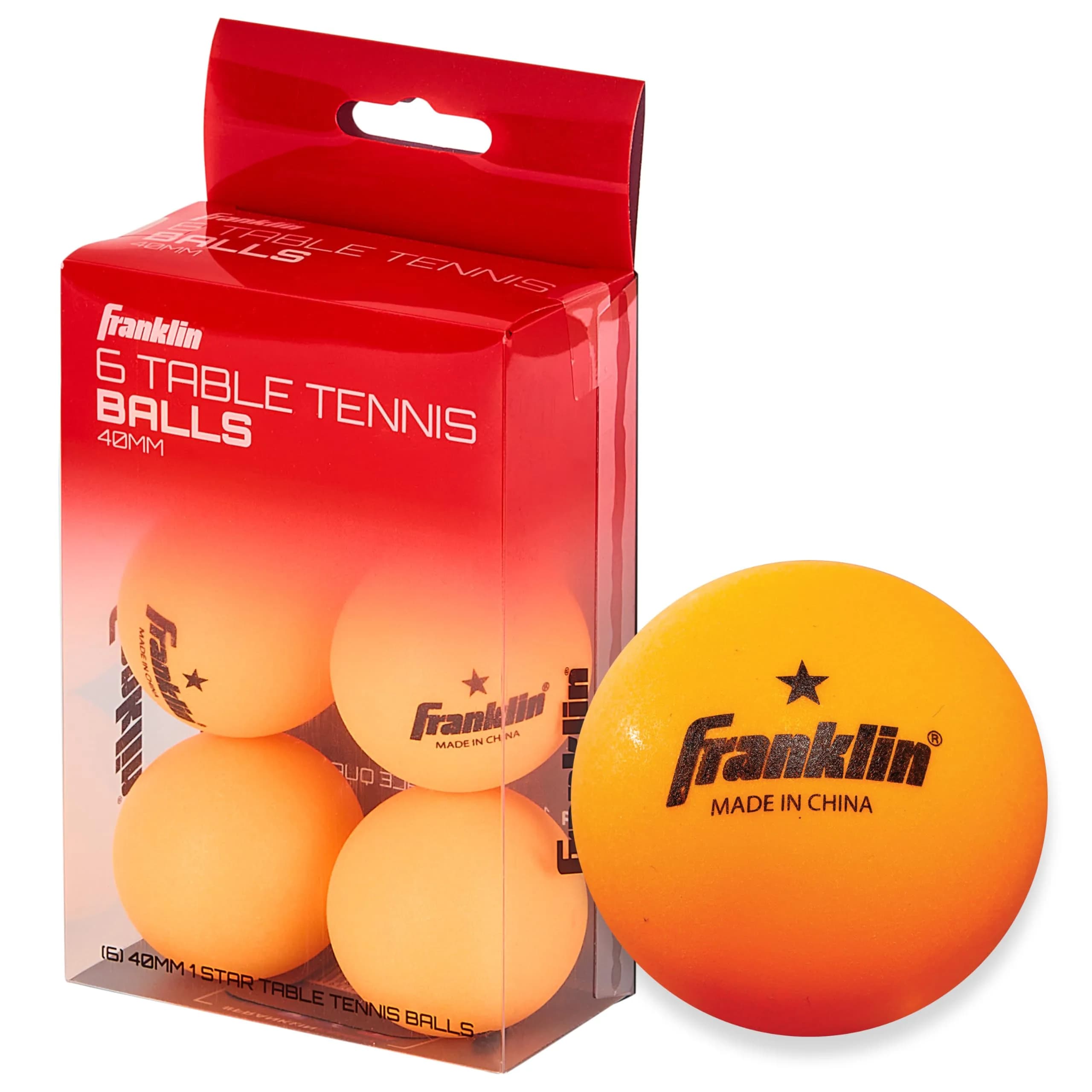 Franklin Sports Orange 40mm Table Tennis Balls (6 Pack) | Official Size & Weight, High Visibility - main product image