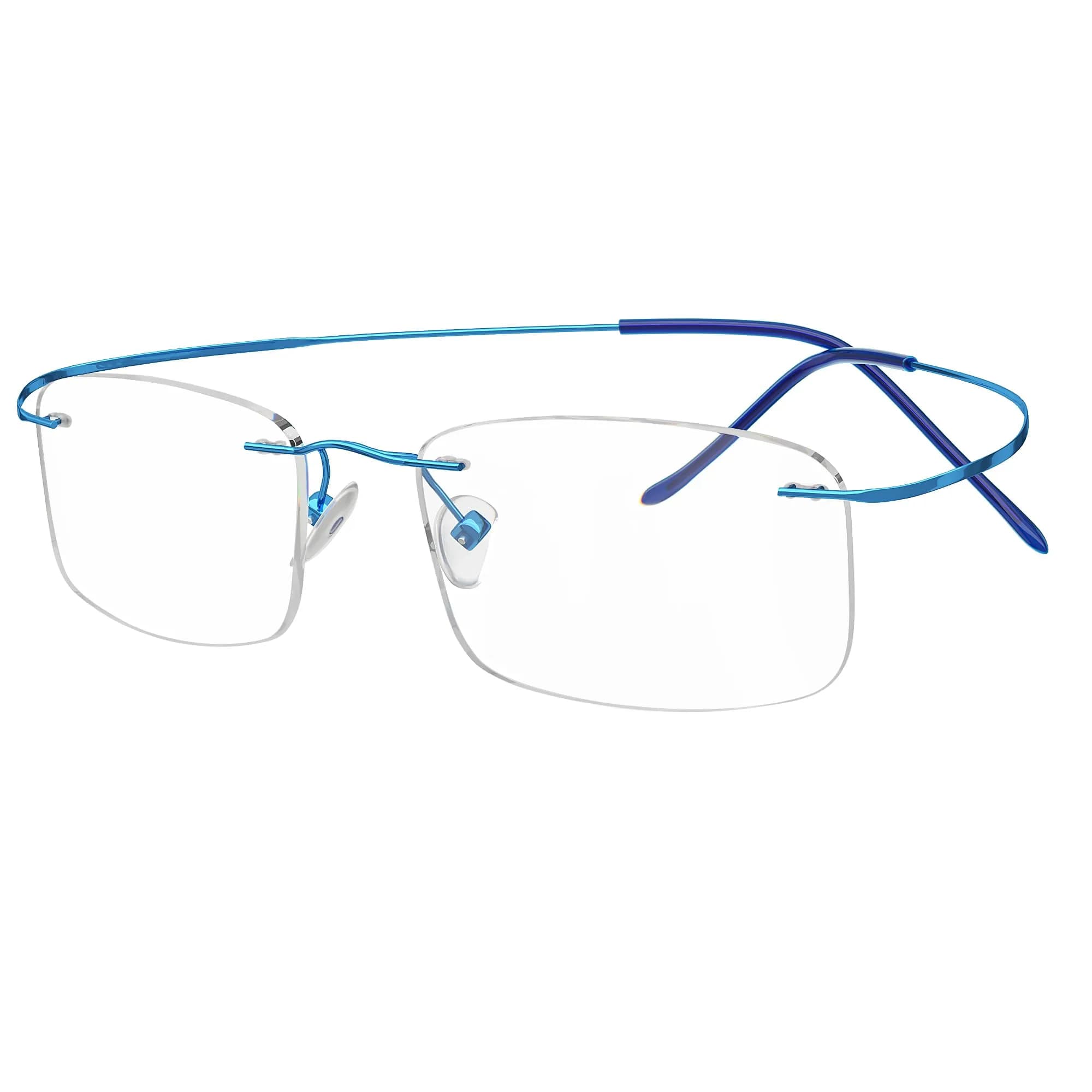 Eyekepper 1.00 Reading Glasses for Men and Women | Blue Rimless Magnifiers with 1 Diopter (120mm arm) - main product image