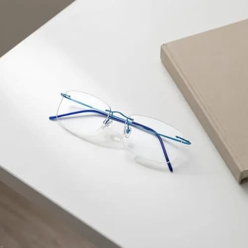 Eyekepper 1.00 Reading Glasses for Men and Women | Blue Rimless Magnifiers with 1 Diopter (120mm arm) thumbnail 7