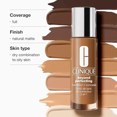 Clinique Beyond Perfecting Lightweight Liquid Foundation + Concealer for Dry & Oily Skin | Full Coverage, Natural Matte Finish, Vanilla, 30ml thumbnail 4
