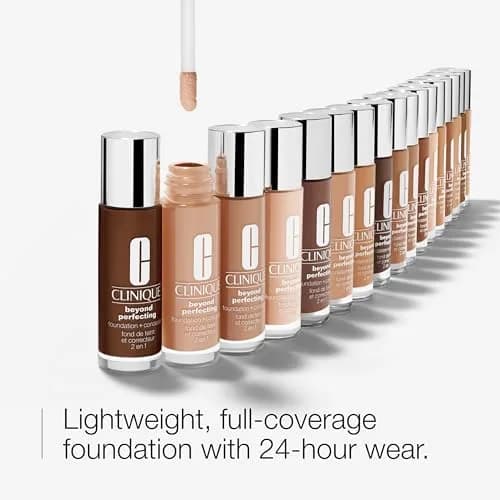 Clinique Beyond Perfecting Lightweight Liquid Foundation + Concealer for Dry & Oily Skin | Full Coverage, Natural Matte Finish, Vanilla, 30ml thumbnail 2