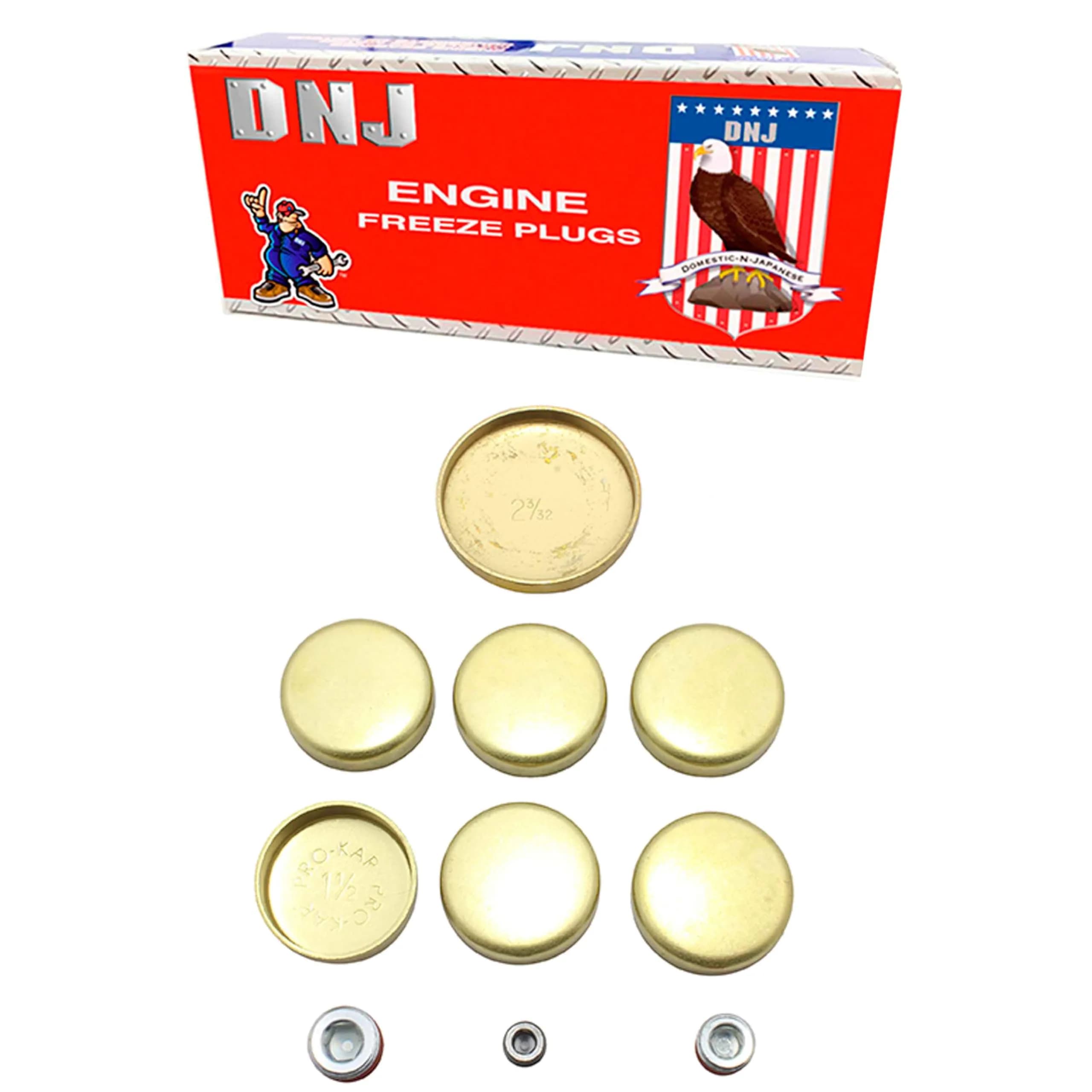 DNJ Brass Freeze Plug Set for 1990-2011 Ford, Land Rover, Mazda, Mercury | Brass Expansion Plugs for Engine Cooling - main product image