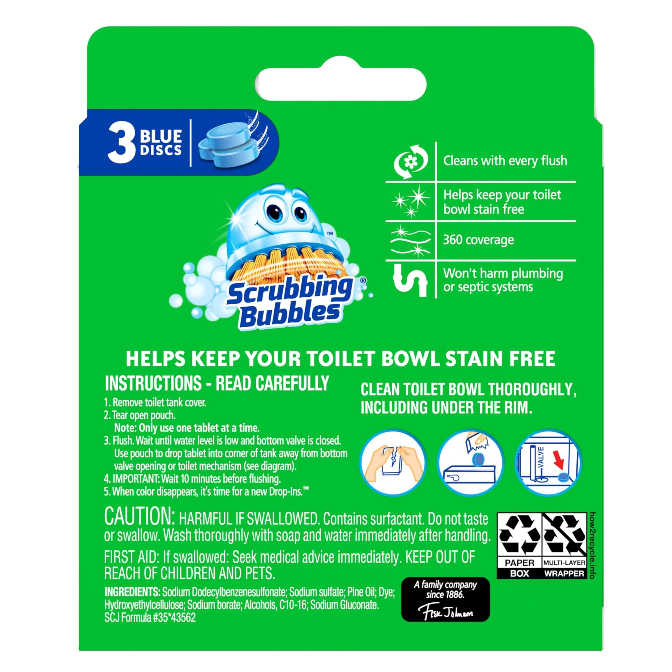 Scrubbing Bubbles Continuous Clean Toilet Drop-Ins 18 Tablets | Septic-Safe Tank Tablets for Stain & Smell Protection - view 7