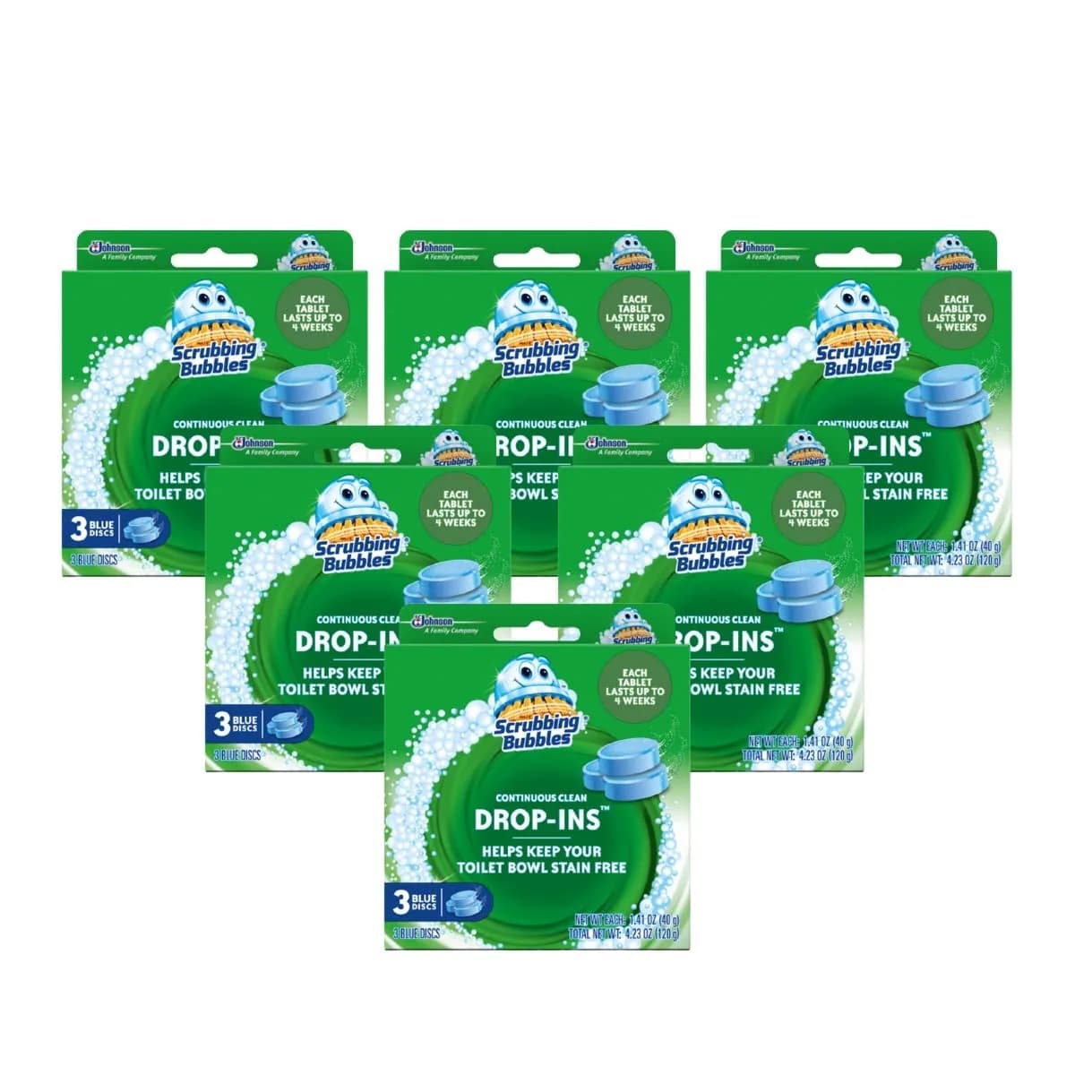 Scrubbing Bubbles Continuous Clean Toilet Drop-Ins 18 Tablets | Septic-Safe Tank Tablets for Stain & Smell Protection
