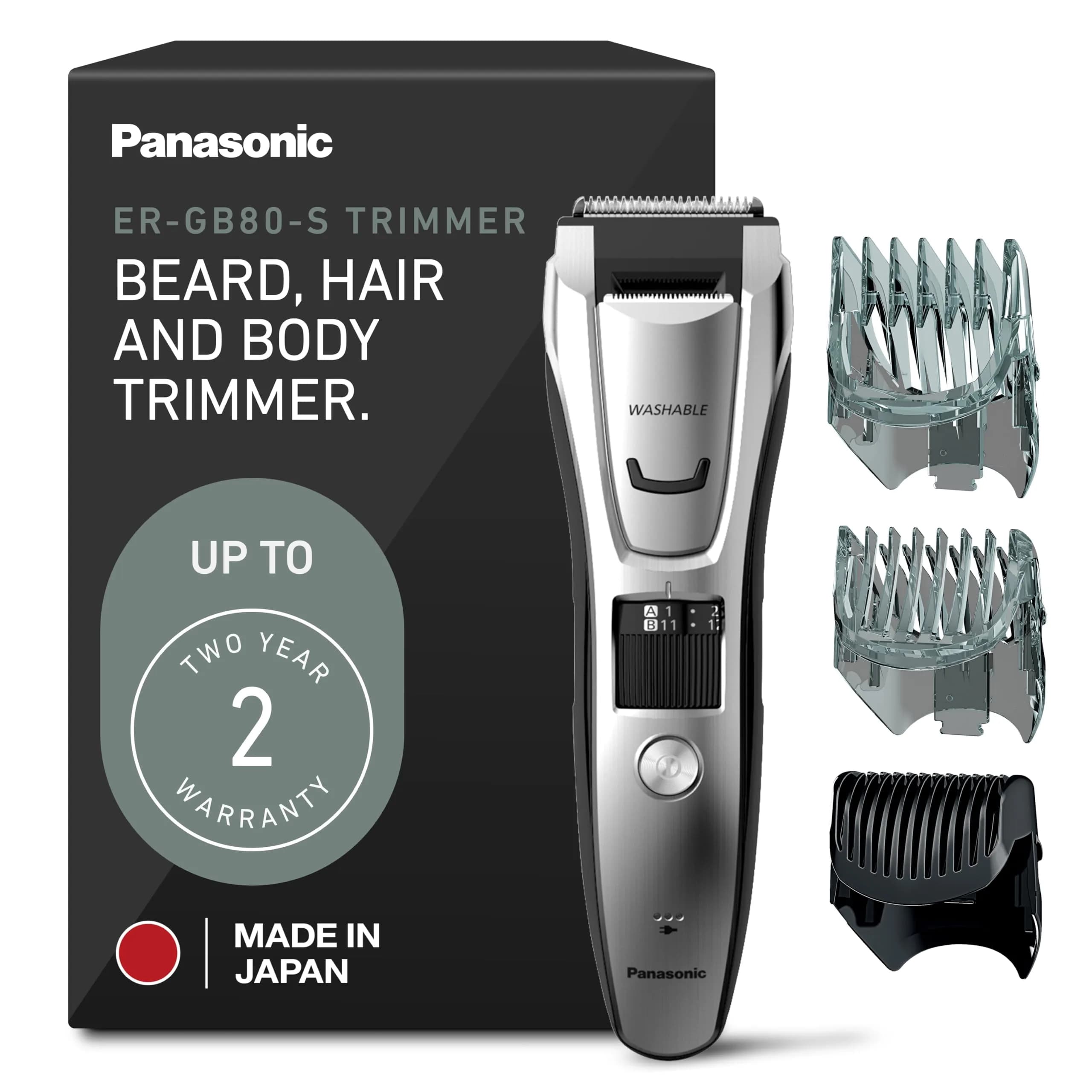 Panasonic ER-GB80-S Multi-Groomer Beard Trimmer for Men | 39 Length Settings, Corded/Cordless, Silver thumbnail 1