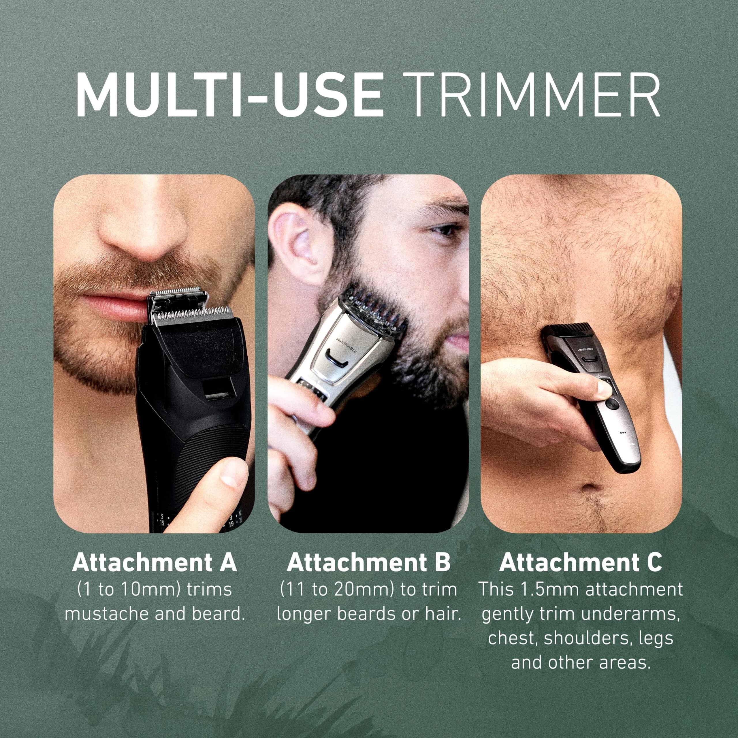 Panasonic ER-GB80-S Multi-Groomer Beard Trimmer for Men | 39 Length Settings, Corded/Cordless, Silver - view 8