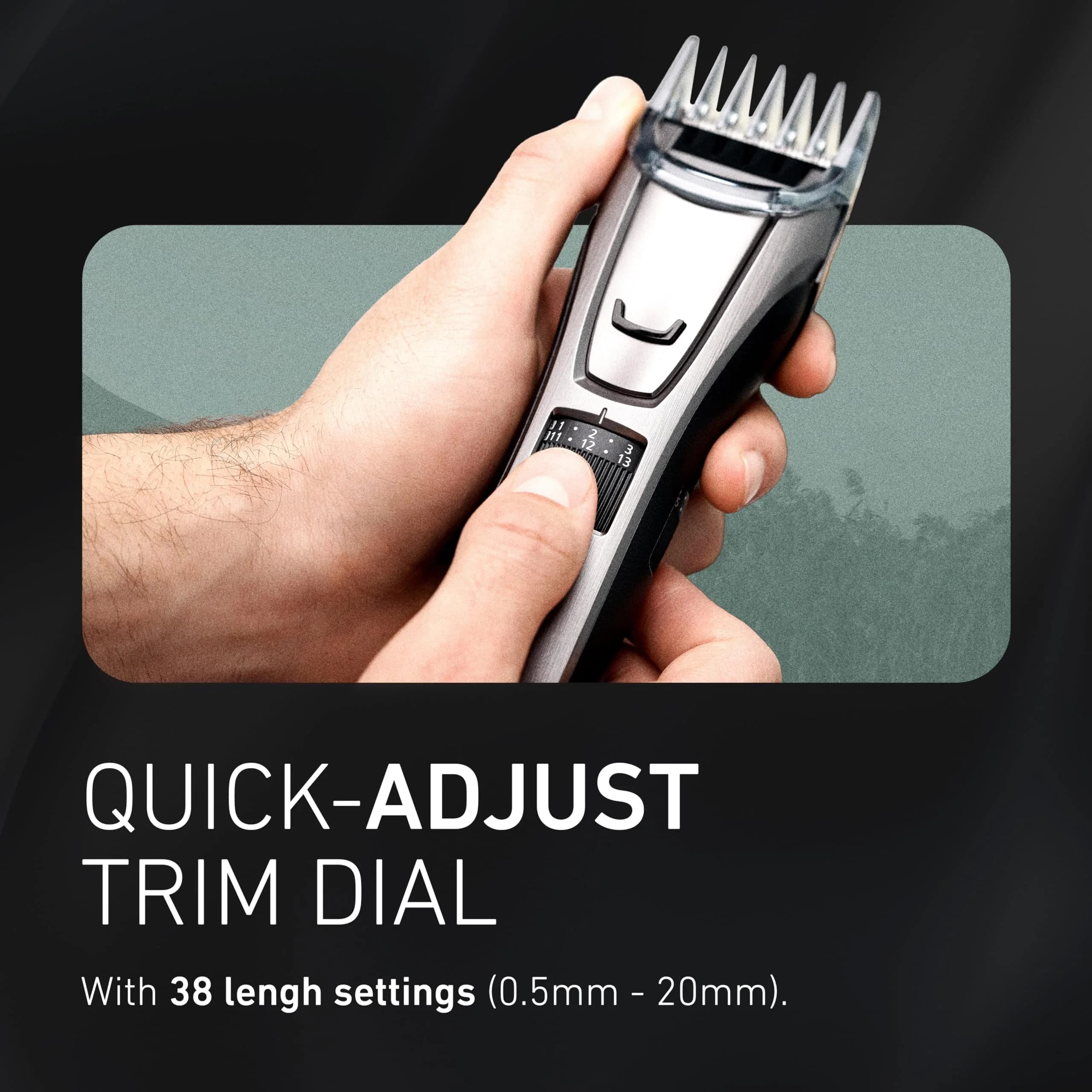 Panasonic ER-GB80-S Multi-Groomer Beard Trimmer for Men | 39 Length Settings, Corded/Cordless, Silver thumbnail 3