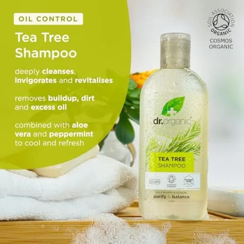 Dr. Organic Tea Tree Shampoo 265ml | Organic, Deep Cleansing for Oily Hair thumbnail 2