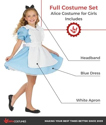 fun shack Alice In Wonderland Costume Kids, XL | Classic Storybook Character Look thumbnail 2