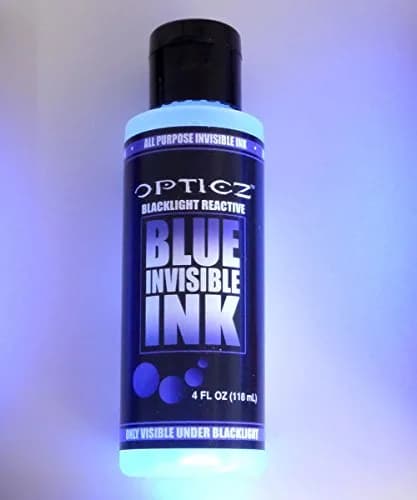 Opticz Invisible Blue UV Blacklight Reactive Ink 118ml (4 fl oz) | Glows Bright Blue Under Blacklight thumbnail 1