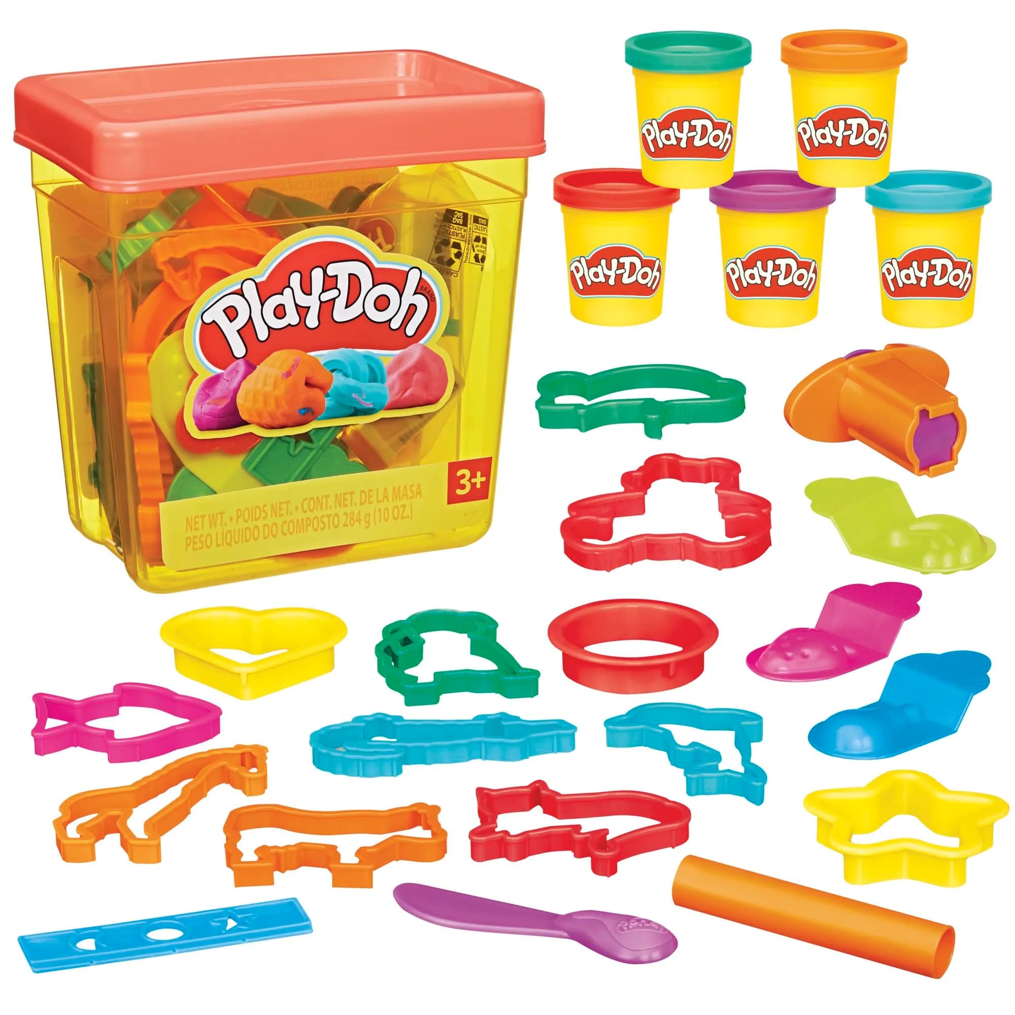 Play-Doh Fun Tub Set with 19 Accessories & 5 Colors | Preschool Arts & Crafts Toy for Ages 3+ — 5 Cans