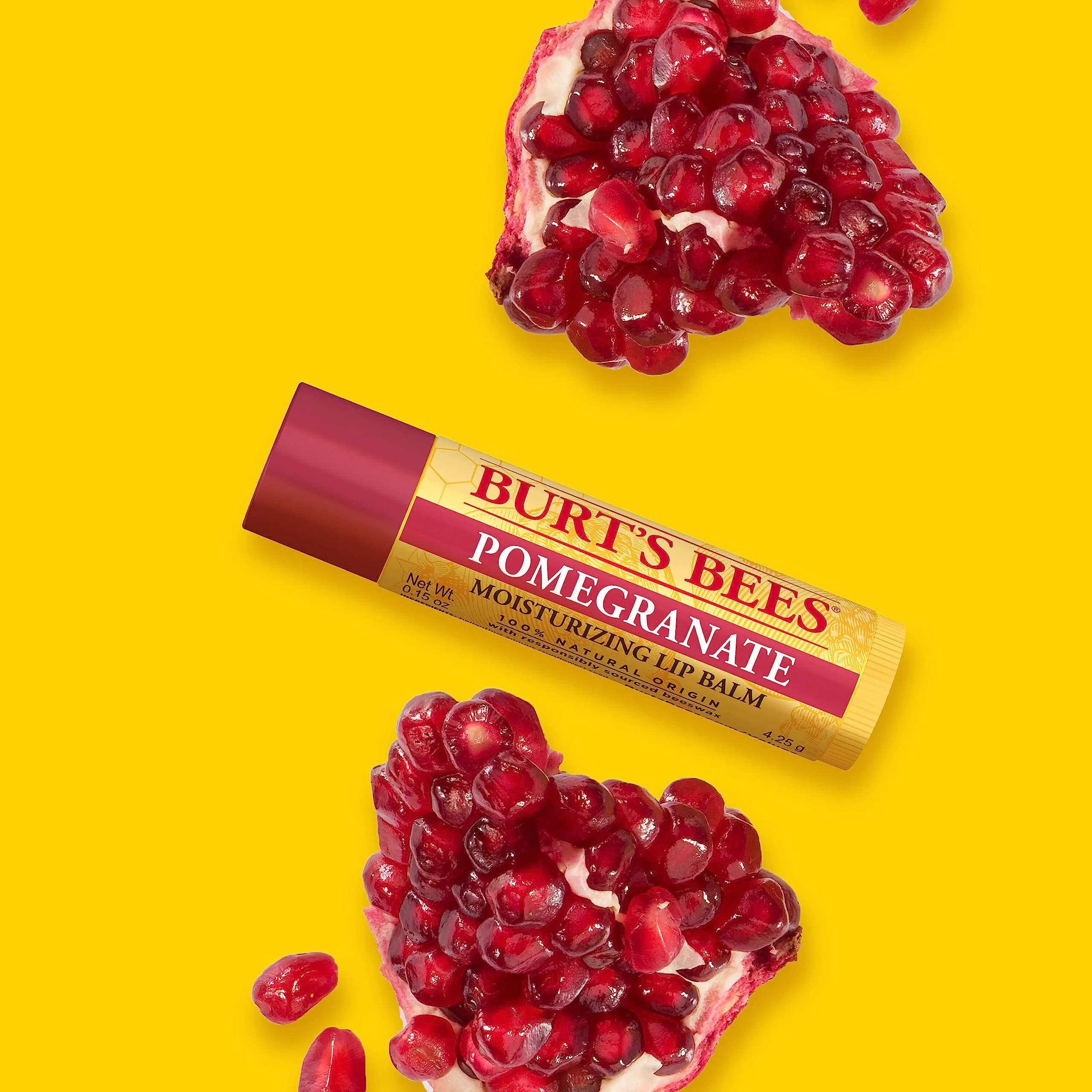 Burt's Bees Beeswax Lip Balm, Pomegranate - 4 Tubes | Natural Origin Conditioning Lip Treatment - view 7