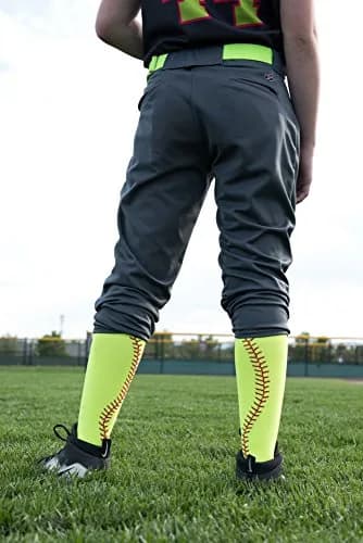 MadSportsStuff Softball Socks with Stitches Over the Calf | Youth Performance Athletic Socks in White/Red thumbnail 2