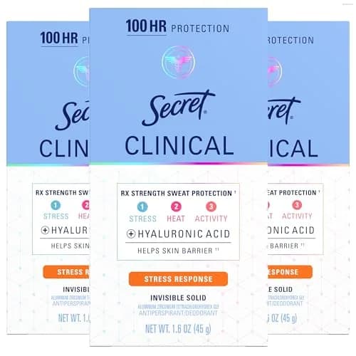Secret Clinical Strength Invisible Solid Antiperspirant Deodorant for Women, Stress Response, 1.6 oz (Pack of 3) | 100-Hour Sweat & Odor Protection thumbnail 1
