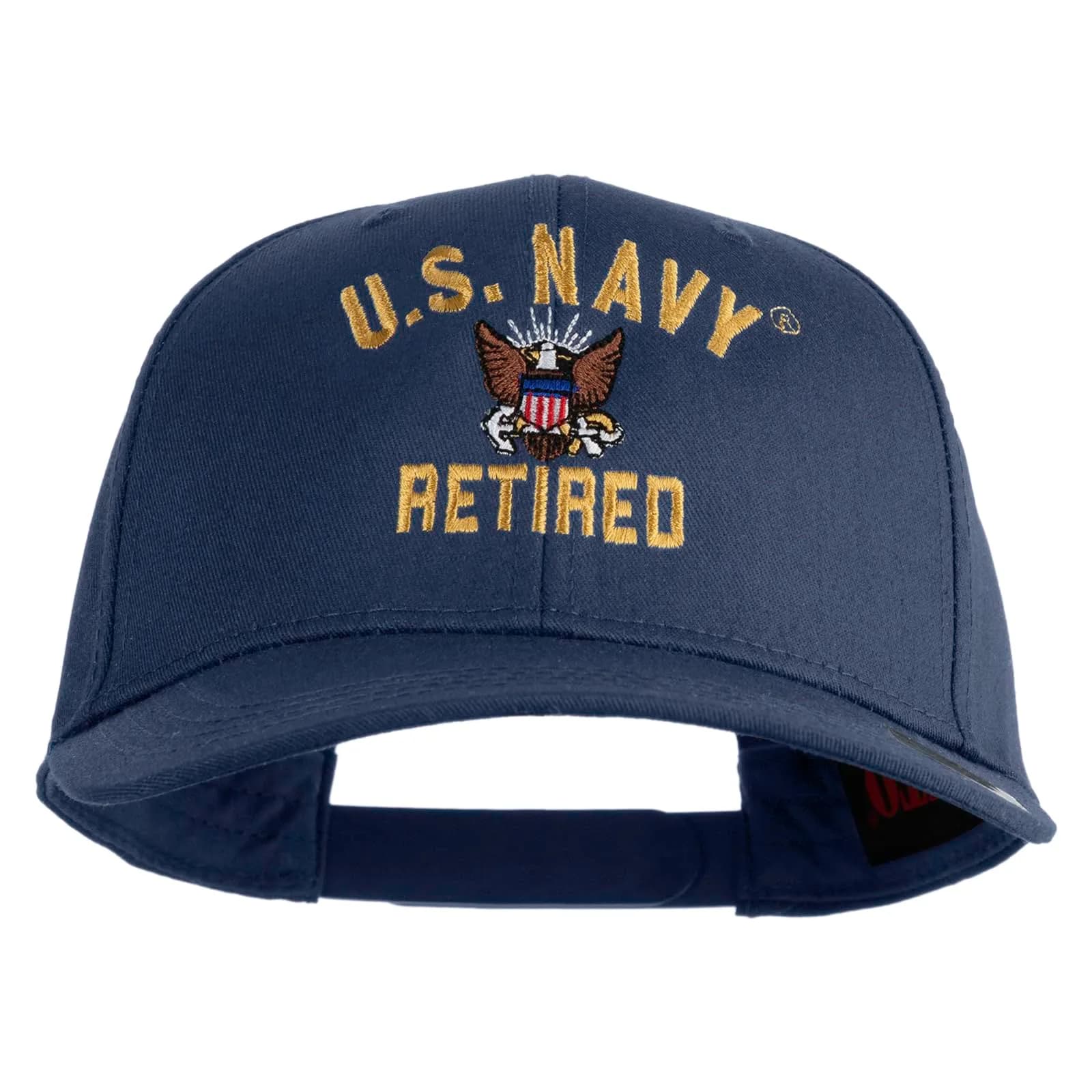 e4Hats.com US Navy Retired Military Embroidered Cotton Twill Cap | Classic Navy Style, Adjustable Fit, All Seasons