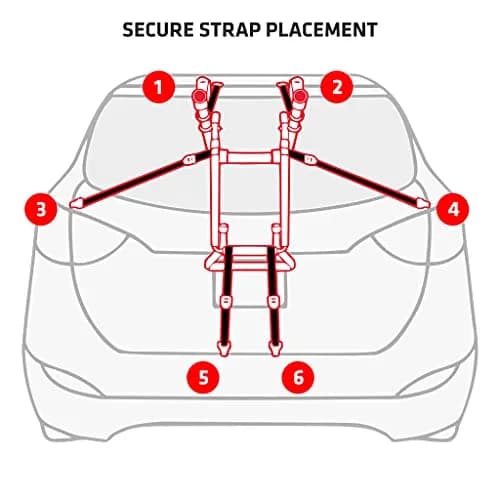 Allen Sports Deluxe Trunk Mount 3-Bike Carrier, Model 103DN-R, Black | 4 kg (8.8 lb) Carrier for Sedans, Hatchbacks, SUVs thumbnail 6