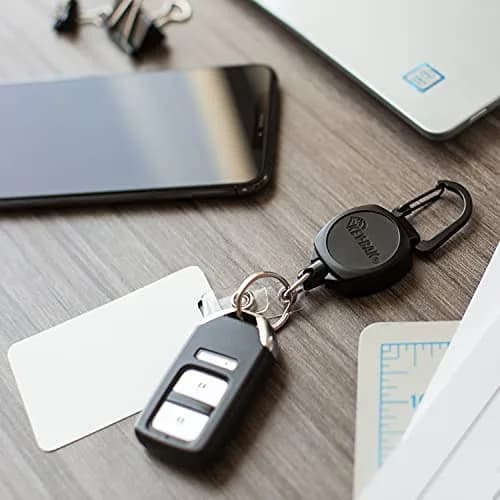 KEY-BAK Sidekick Retractable Badge Reel with Carabiner & 24" Kevlar Cord, Black | Holds Keys & ID thumbnail 5