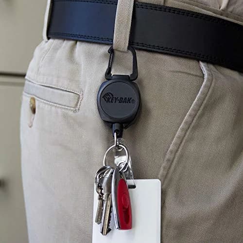 KEY-BAK Sidekick Retractable Badge Reel with Carabiner & 24" Kevlar Cord, Black | Holds Keys & ID thumbnail 4