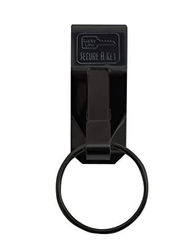 Lucky Line Original Secure-A-Key Wide Belt Clip Black | Heavy Duty Stainless Steel Key Holder thumbnail 1