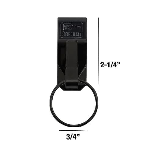 Lucky Line Original Secure-A-Key Wide Belt Clip Black | Heavy Duty Stainless Steel Key Holder thumbnail 5
