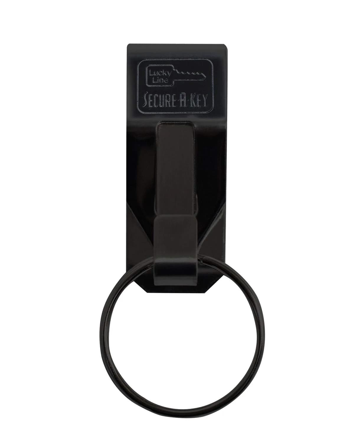 Lucky Line Original Secure-A-Key Wide Belt Clip Black | Heavy Duty Stainless Steel Key Holder
