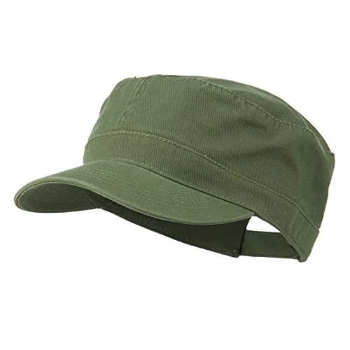 OTTO Garment Washed Adjustable Army Cap - Olive Green, 15cm (5.9in) Brim | Solid Pattern Baseball Cap for Men thumbnail 1