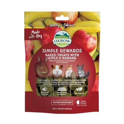 Oxbow Simple Rewards Apple Banana Treats for Rabbits & Guinea Pigs, 85g (3 oz) | High Fiber Baked Snack thumbnail 1
