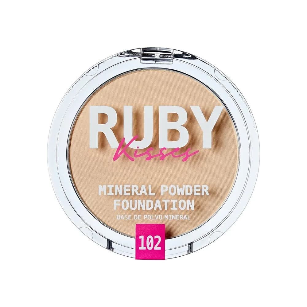 Ruby Kisses Mineral Pressed Powder Foundation Rich Beige 9.92 g (0.35 oz) | Natural Finish for Sensitive Skin — 3-4 Caramel (12)
