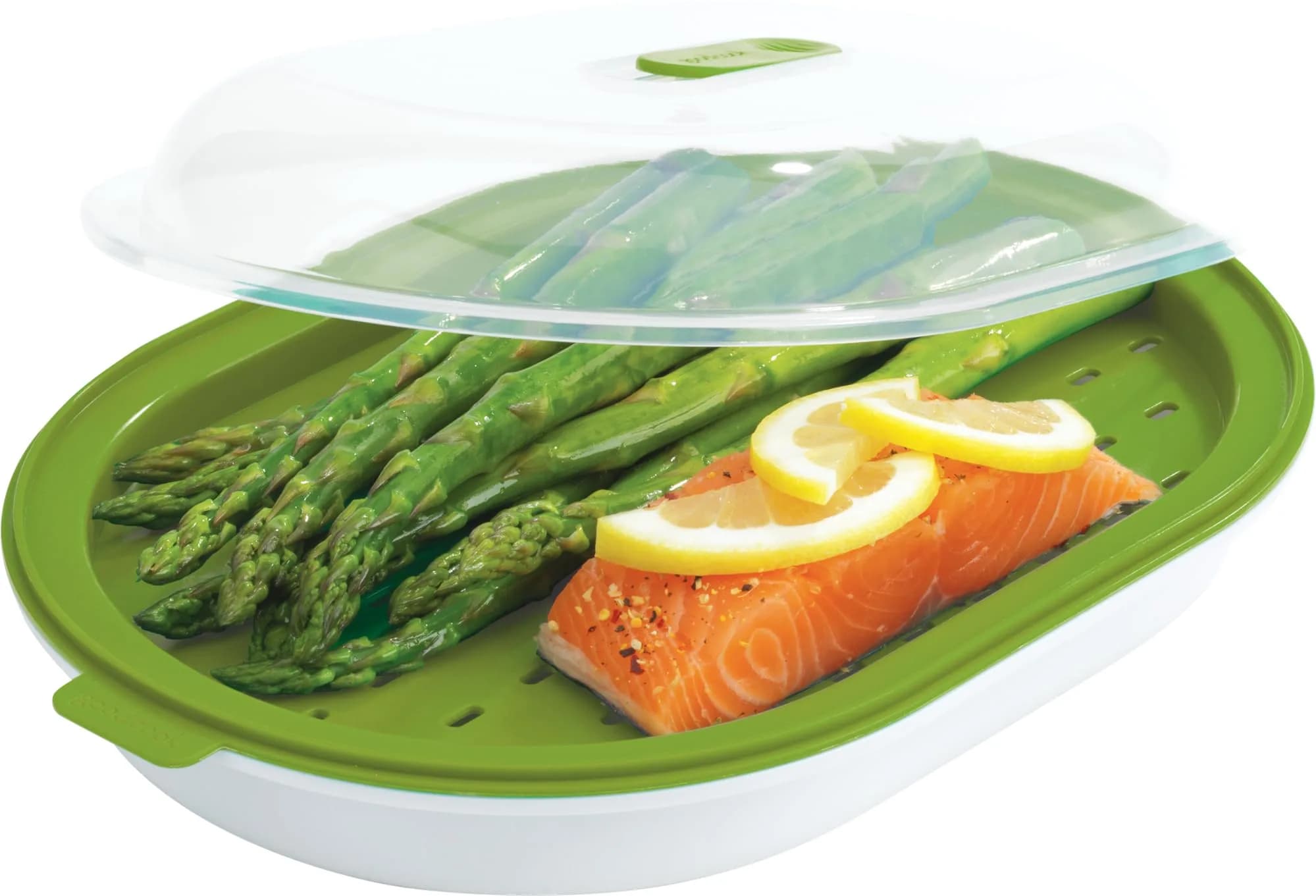 GoodCook Microwave Food Steamer – Vegetable & Fish Cooker | Preserves Vitamins & Nutrients — Green