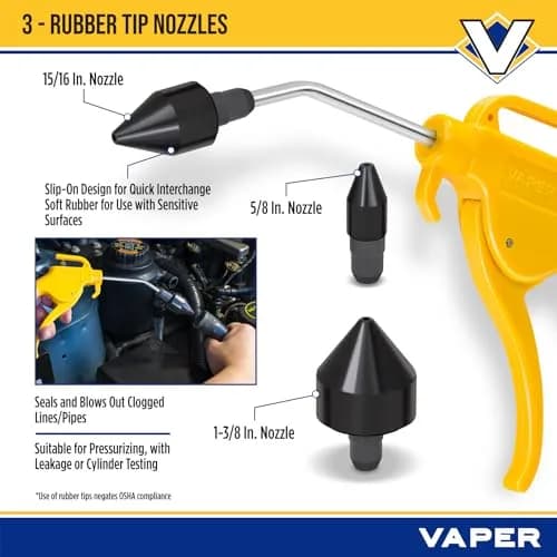 Titan 19391 4-Piece Air Blow Gun Set | OSHA Compliant Safety Tip, 75-120psi, Rubber Tips for Sensitive Surfaces thumbnail 4