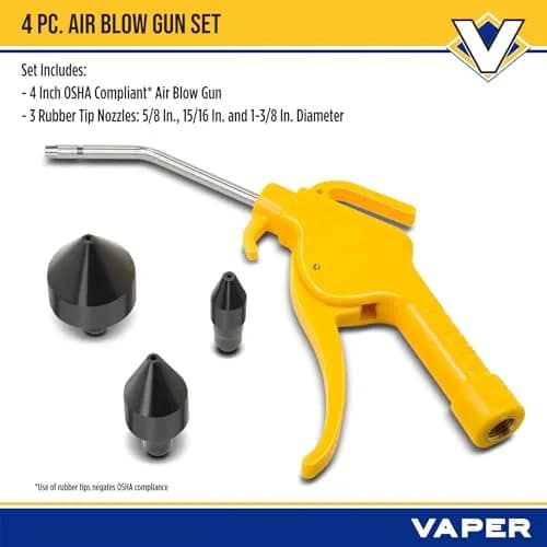 Titan 19391 4-Piece Air Blow Gun Set | OSHA Compliant Safety Tip, 75-120psi, Rubber Tips for Sensitive Surfaces thumbnail 2