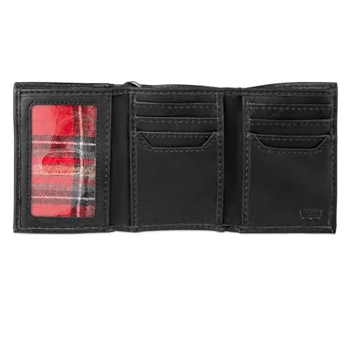 Levi's Men's Trifold Wallet - Slim & Stylish with ID Window & Chain, Black thumbnail 4