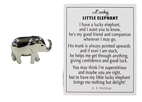 Ganz Lucky Little Elephant Charm with Story Card! Sterling Silver, 0.5 inch Height | Animal Theme Pendant thumbnail 1