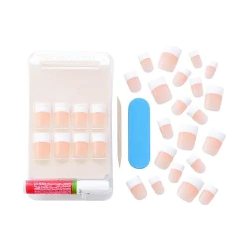 KISS Salon Acrylic French Tip Press On Nails Medium Square 'Sugar Rush' 28 Count | Authentic USA Import thumbnail 4