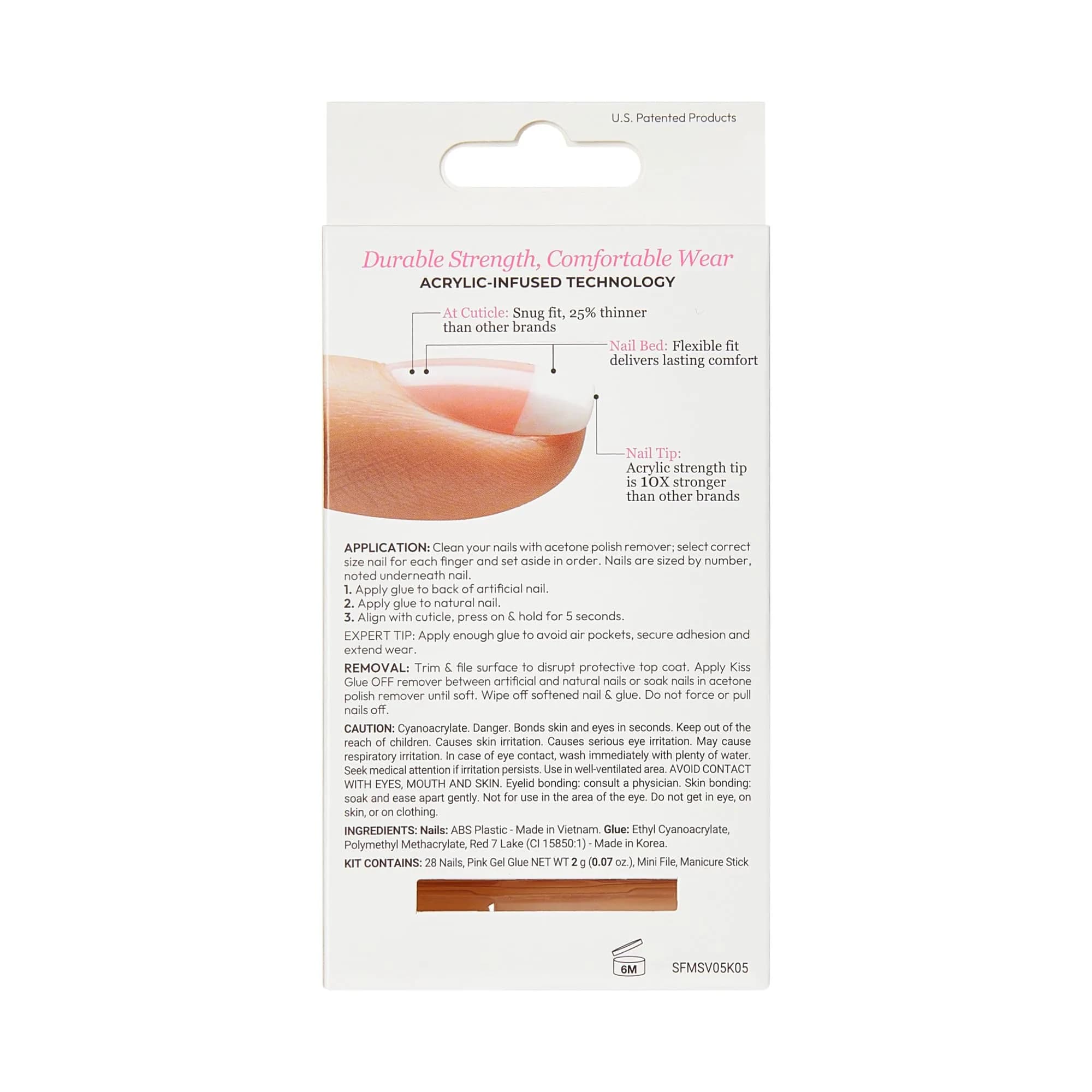 KISS Salon Acrylic French Tip Press On Nails Medium Square 'Sugar Rush' 28 Count | Authentic USA Import - view 6