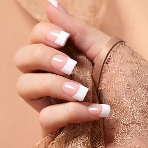 KISS Salon Acrylic French Tip Press On Nails Medium Square 'Sugar Rush' 28 Count | Authentic USA Import thumbnail 3