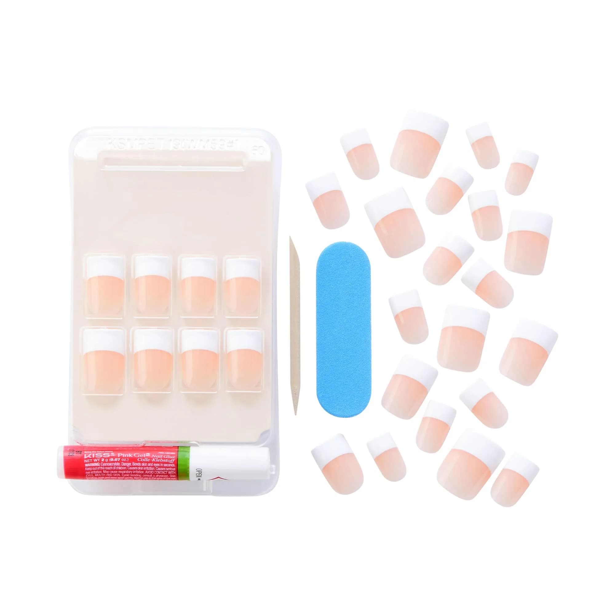 KISS Salon Acrylic French Tip Press On Nails Medium Square 'Sugar Rush' 28 Count | Authentic USA Import - view 4