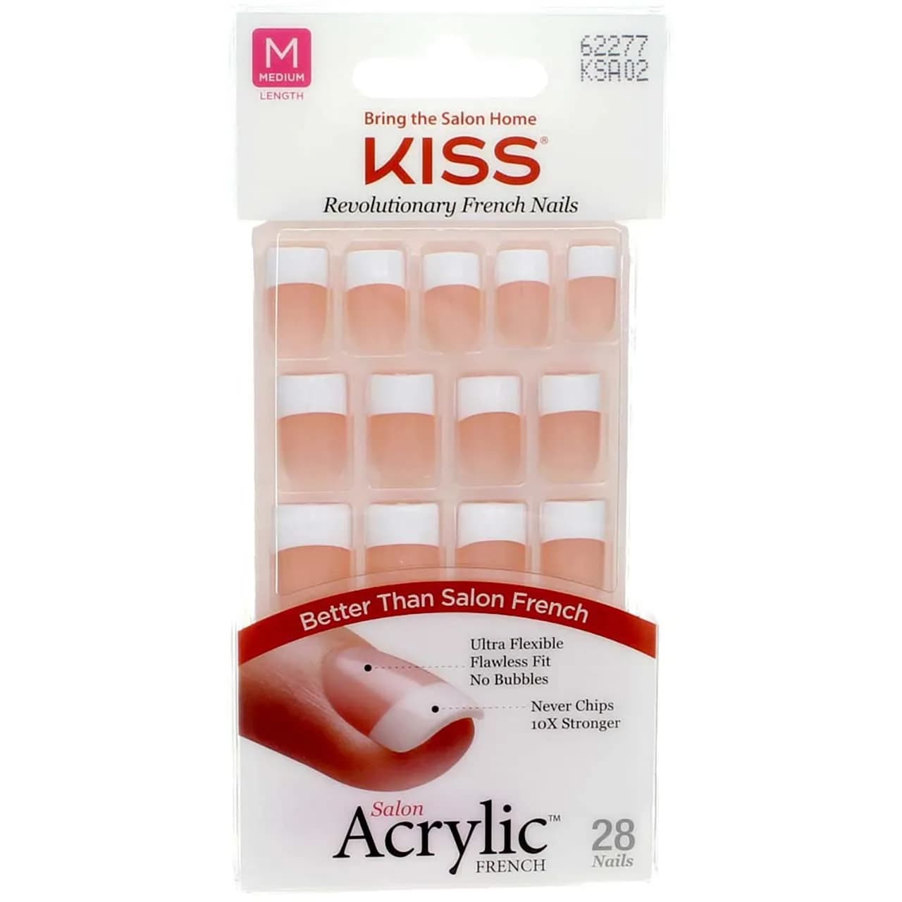 KISS Salon Acrylic French Kit Sugar Rush Medium 3 Pack | Flawless Fit & 10X Stronger