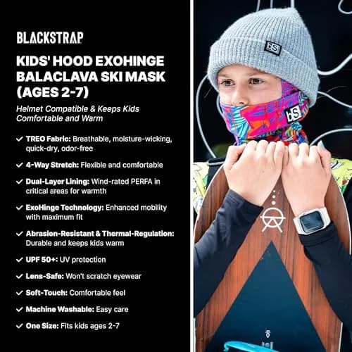 BLACKSTRAP Kids The Hood Dual Layer Cold Weather Neck Gaiter and Warmer for Children, Snow Issue | UPF 50+ Sun Protection (70-120 chars) thumbnail 2