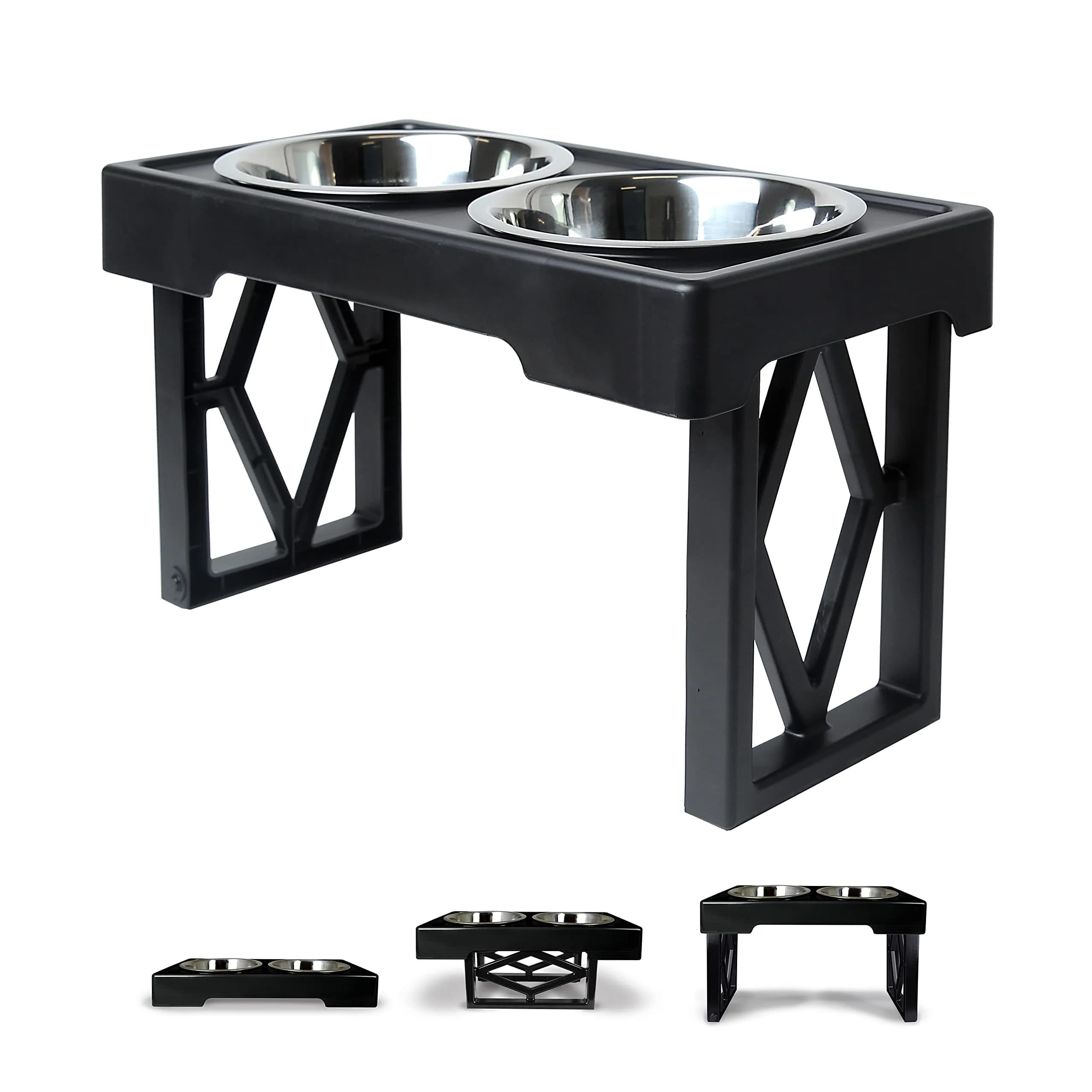 Pet Zone Designer Diner Elevated Dog Bowl Stand, 3 Adjustable Height Levels | Supports digestion & joint health